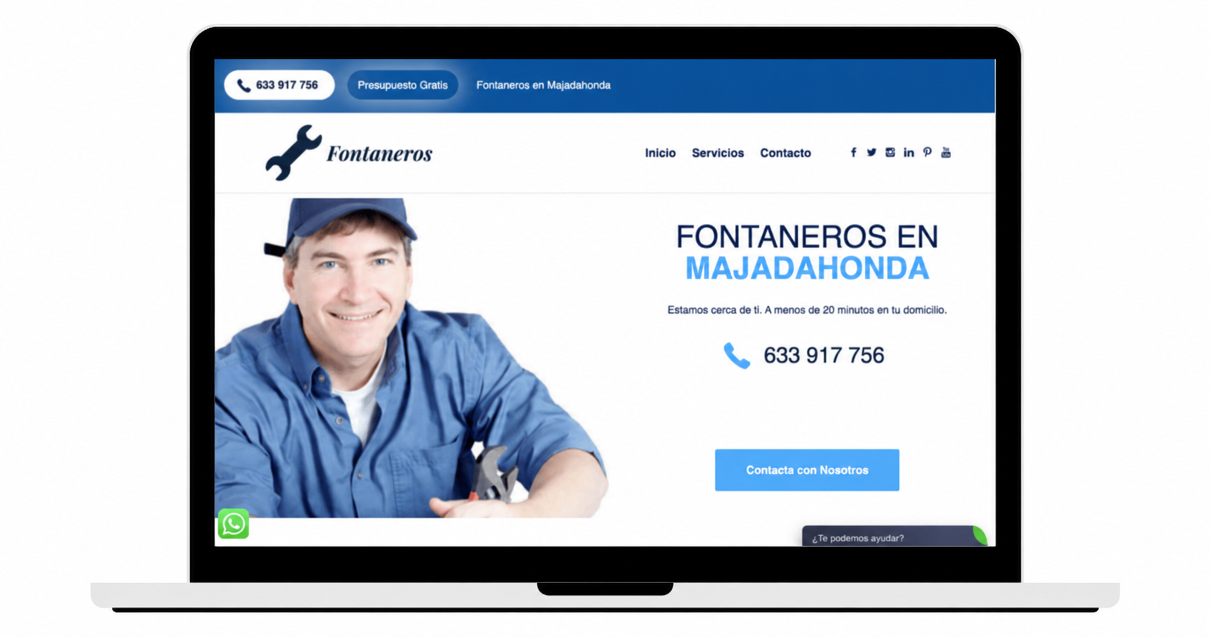 Ejemplo de web para fontaneros en un ordenador